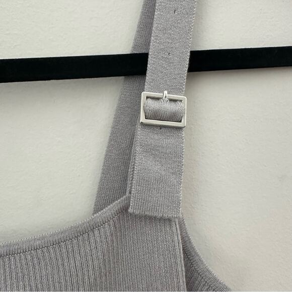 NAKD Gray Sleeveless Ribbed Bodysuit with Square Neckline Adjustable Straps XS - Picture 2 of 6